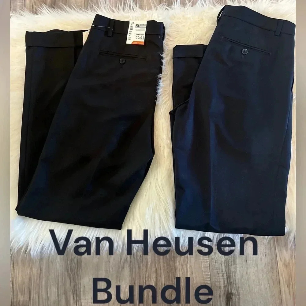 Mens Van Heusen‎ Dress Pants Bundle of 2 Black/Blue